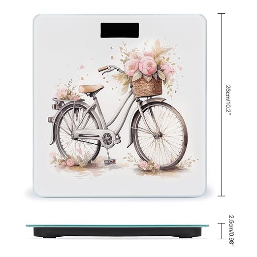 Bicycle in The Rain Digital Bathroom Scale for Body Weight Weighing Scale with Backlit LCD Display High Precision Measurements &amp Measures Weight Up to 180kg