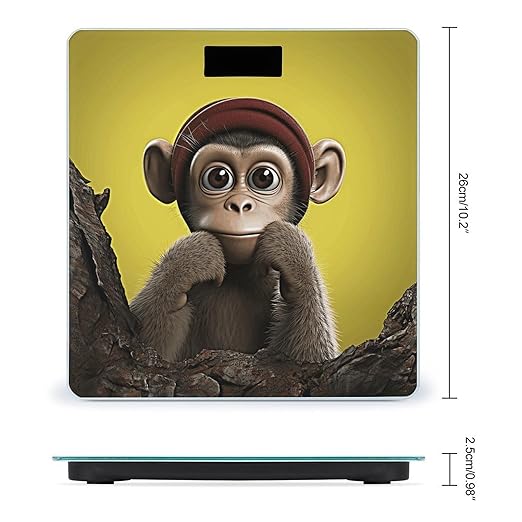 Curious Monkey Scale for Body Weight Highly Accurate Digital Bathroom Scale Sturdy Tempered Glass Weighing Scales with LCD Display Fashion Body Fat Smart Scales 400lb