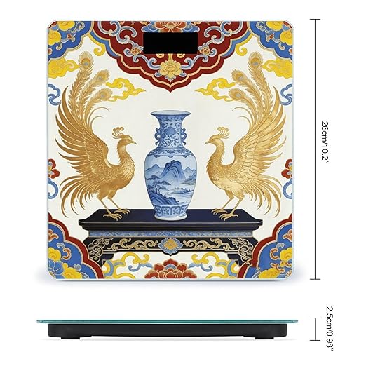 Chinoiserie Smart Scale for Body Weight Digital Bathroom Scale Toughened Glass Weight Scale with Large LCD Backlight Display High Precision Scales Weighing Machine