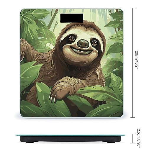 Sloths Background Bathroom Scale for Body Weight Bathroom Weighing Scale with Backlit LCD Display Highly Accurate Measures Weight Up to 180kg