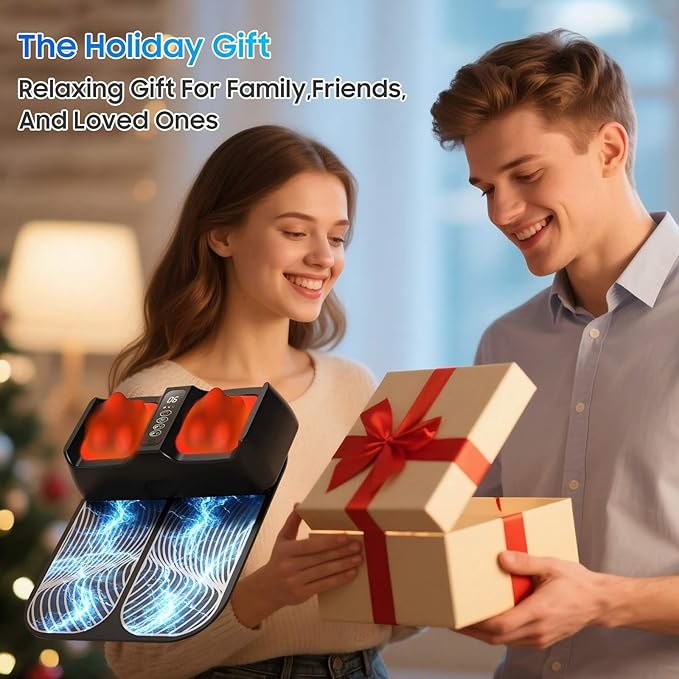 Electric Foot Massager with Heat – Premium Shiatsu Foot Massage Device Portable Rechargeable Design for Home Office &amp Travel