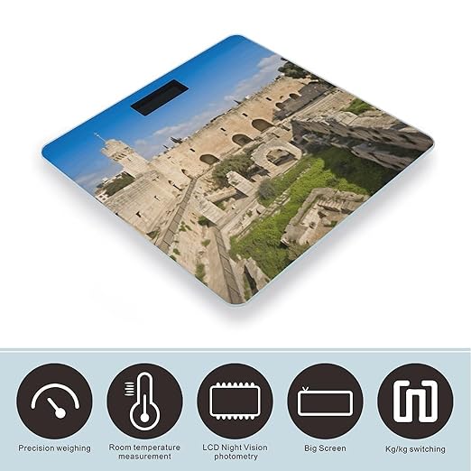 Israel at The Tower of David Bathroom Scale Large LCD Backlight Display Digital Scale Rounded Corners Body Scales Automatic Power On/Off Bathroom Scales for Home Bedrooms