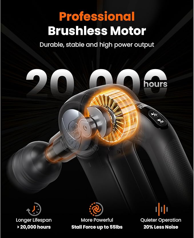 BOB AND BRAD D5 Pro Plus Massage Gun with Heat FSA-HSA Eligible 13mm Amplitude Deep Tissue Percussion Massage Gun with Max Power for Muscle Therapy Professional Muscle Massager