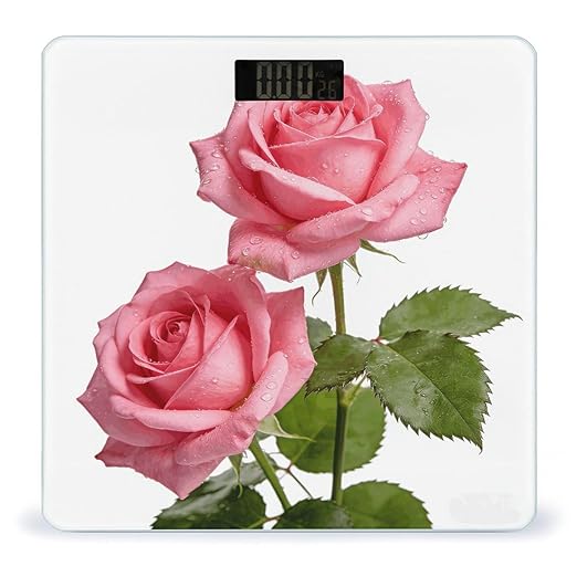 Flower Pink Smart Scale for Body Weight Digital Bathroom Scale Toughened Glass Weight Scale with Large LCD Backlight Display High Precision Scales Weighing Machine