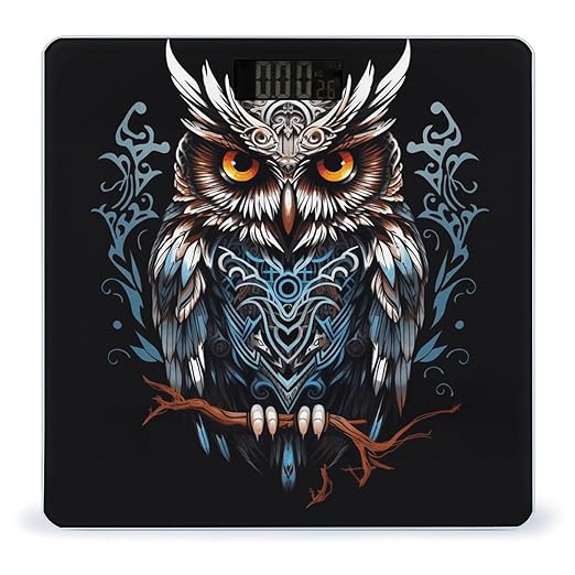 Owl Bathroom Scale Rounded Smart Scale for Body Weight Automatic Power On/Off Weight Scales Accurate Bathroom Digital Scales for Pet Home Bedroom Kitchen