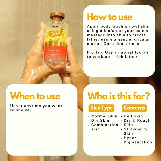 Coco Colada Foaming Gel Body Wash | Exfoliating Oil Complex with Coconut &amp Pineapple | Gently Exfoliates &amp Promotes Smooth Skin | 250ml (Pack Of 1)