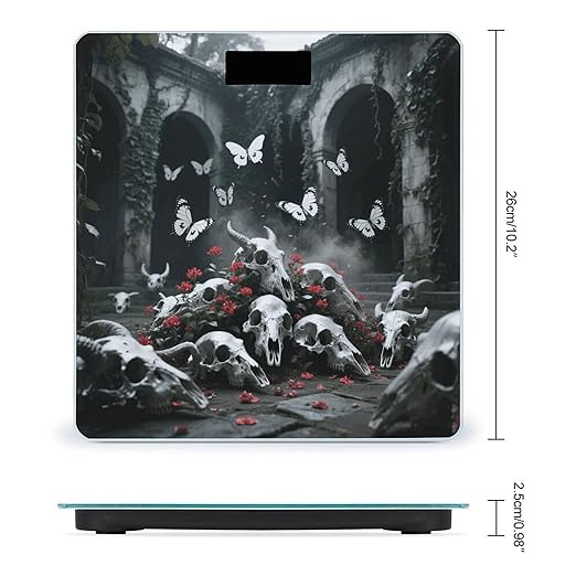 Skulls Butterfly Bathroom Scale for Body Weight Bathroom Digital Electronic Weighing Scale with Back Lit LED Display Sturdy Tempered Glass Weight Watchers Scales 400lb