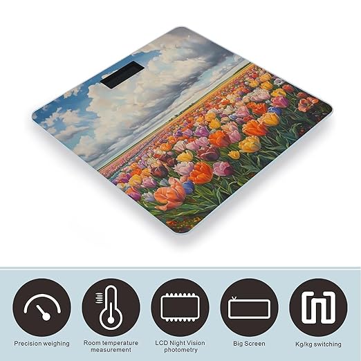 Bloom Tulip Fields Scale for Body Weight Digital Bathroom Scale Round Corner Design High Precision
