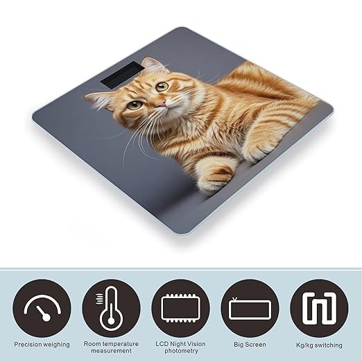 Cat Scale for Body Weight Digital Bathroom Scale Toughened Glass High Precision Scales for Body Weight with Large LCD Backlight Display Weight Scales