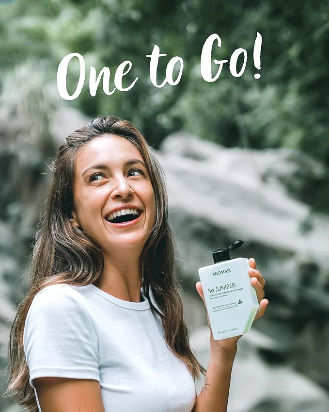 Aromase 5α Juniper Head-To-Toe Shampoo and Body Wash All in One Shower Gel for Face Scalp Hair &amp Body Gym &amp Travel No SLS