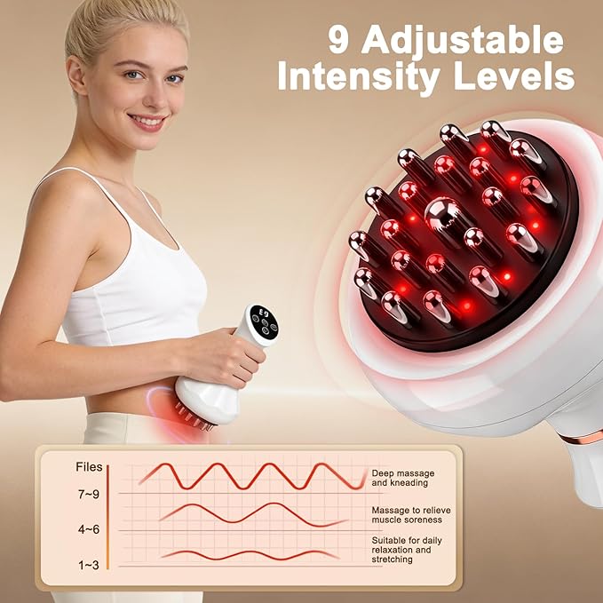 Lymphatic Drainage Massager Lymphatic Massager Helps Reduce Stretch Marks &amp Cellulite for Legs Arms &amp Belly Body Sculpting Machine with Microcurrent Light Heat &amp Vibration White