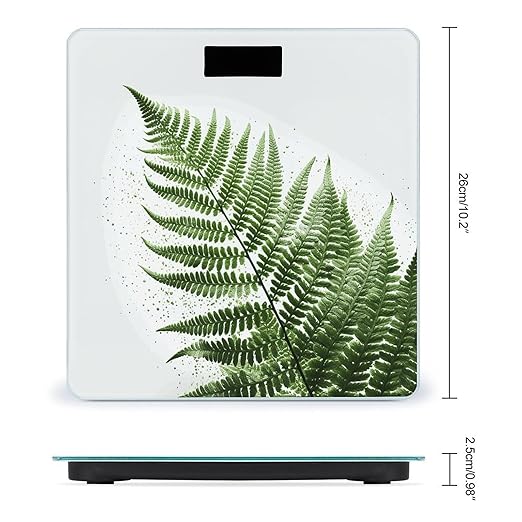 Natural Plant Silhouette Fern Leaf Scale for Body Weight Accurate Digital Bathroom Scale Toughened Glass High Precision Scales Smart Weight Scales with Large LCD Backlight Display Weighing Machine