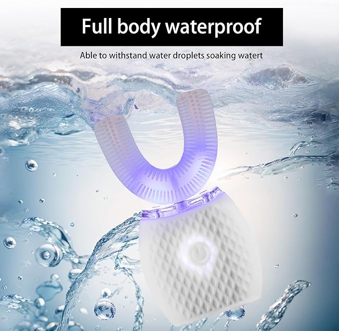 Ultrasonic Toothbrush for Adults - Automatic Electric Toothbrush with Soft Bristles Rechargeable Portable 30'' Automatic Timer Wireless Charging Washable for Travel &amp Home Use (White)