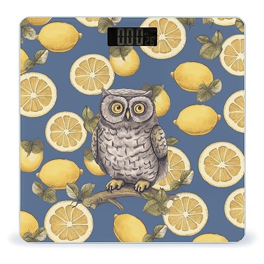 Lemon and Owl Digital Bathroom Scale for Body Weight Weighing Scale with Backlit LCD Display High Precision Measurements &amp Measures Weight Up to 180kg