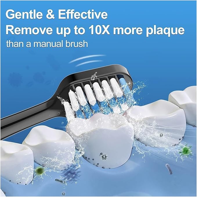 Replacement Brush HeadsCompatible for Waterpik Complete Care 5.0/9.0 Electric Toothbrush Hygiene Clean Soft Bristle Nozzles 5/10pcs(10pcs Black)