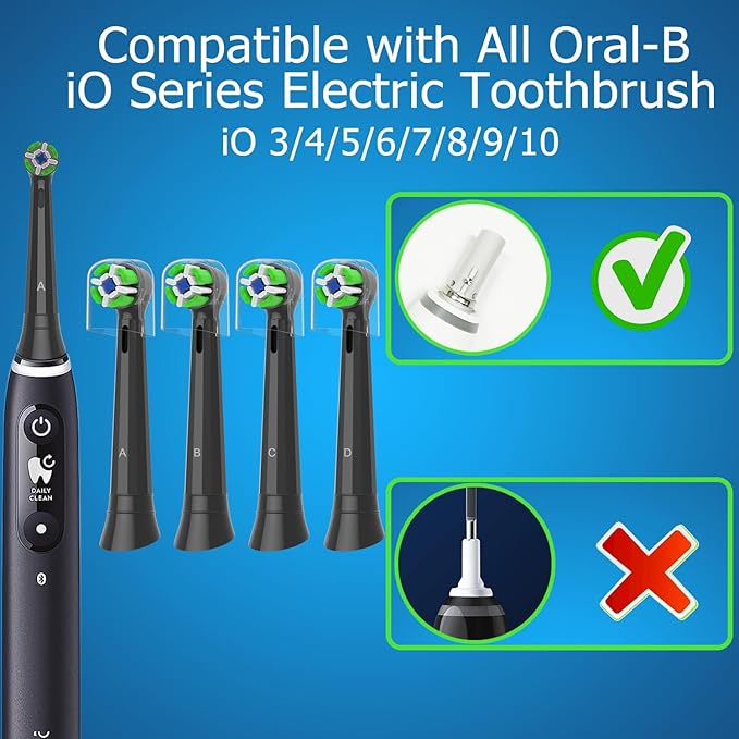 iO Replacement Heads Compatible with Oral B iO Electric Toothbrush Toothbrush Head for Oral b iO 2 3 4 5 6 7 8 9 10 Series (8 iO Black)