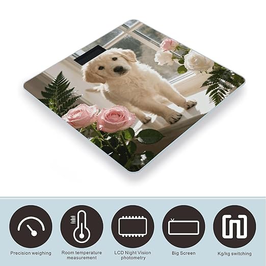 Sunny Windowsill Dog Scale for Body Weight Sturdy Tempered Glass Weighing Scales with LCD Display Accurate Digital Bathroom Scale Convenient Body Fat Smart Scales Easy Read
