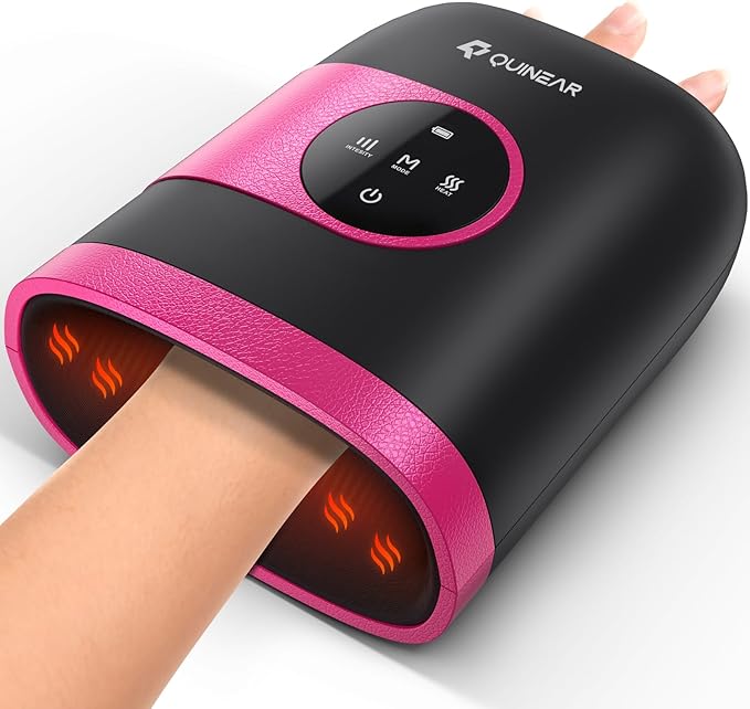 QUINEAR Hand Massager - Cordless Hand Massager with Heat and Compression for Arthritis Carpal Tunnel and Stiff Joints - Gifts for Women Men- FSA-HSA(Pink)