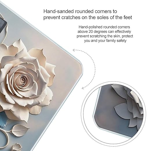 Rose Elegant Decorative Floral Smart Scale for Body Weight Accurate Bathroom Scale with LED Display Digital Weight Scales Weighing Machine High Precision Scales for Bath Home