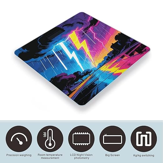 A Sudden Neon Shower Smart Scale for Body Weight Digital Bathroom Scale Toughened Glass Weight Scale with Large LCD Backlight Display High Precision Scales Weighing Machine