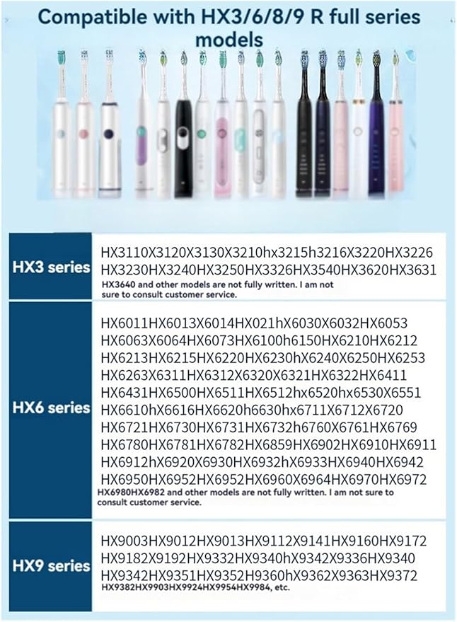 16pcs Toothbrush Brush HeadCompatible for HX3 HX6 HX9 Series HX3210 3211 6150 6500 6510 6530 9342 6730 9312 9372care