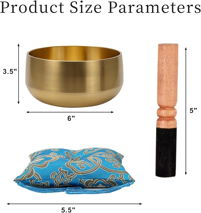 Large Tibetan Singing Bowl Set - 6 Handcrafted Meditation Sound Bowl for Yoga Mindfulness Chakra Healing &amp Stress Relief | Complete Kit with Cushion &amp Mallet | Spiritual Gifts for Beginners