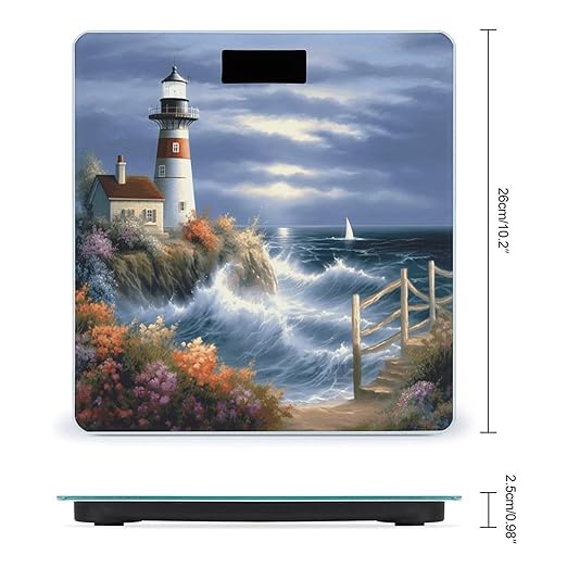 Lighthouse Diamond Painting Weight Scale for Body Weight Digital Bathroom Scale High Capacity Accurate Digital Weighing Scales and Easy-to-Read on Backlit LCD Display Scales