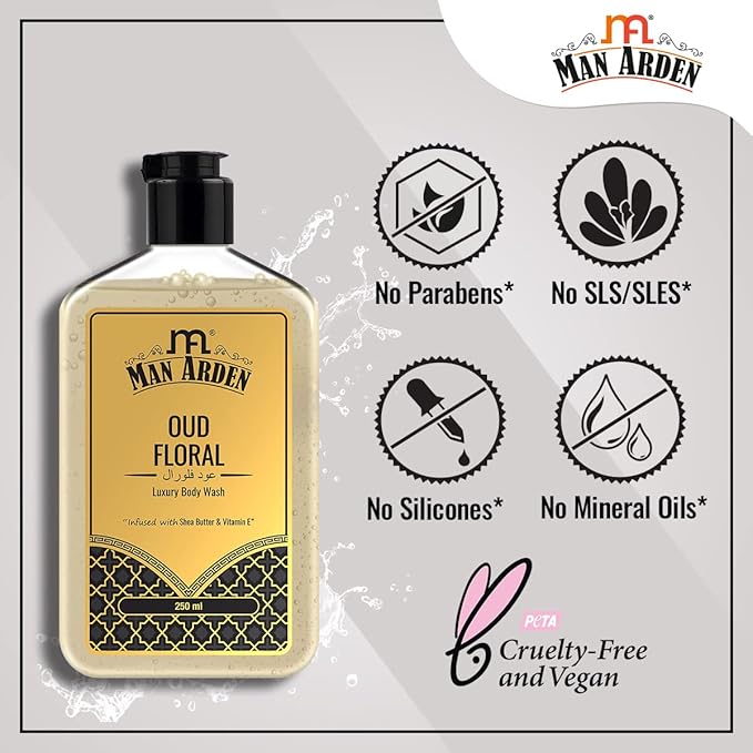 Man Arden Oud Floral Luxury Body Wash Infused With Shea Butter &amp Vitamin E 250ml