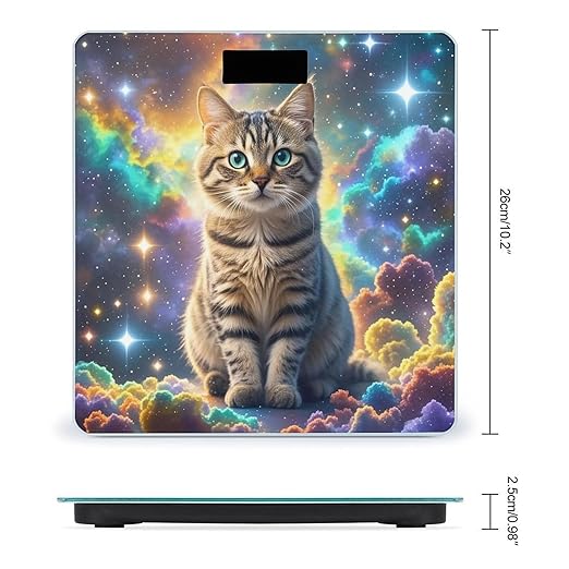 Cat Sitting Inside Nebula Bathroom Scale for Body Weight Bathroom Weighing Scales with Back Lit LED Display Sturdy Tempered Glass Body Weight Bathroom Scale 400lb Weighing