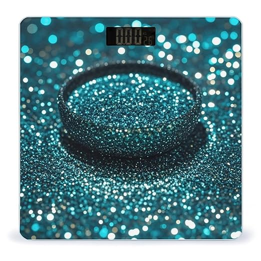 Teal Glitter Scale for Body Weight Highly Accurate Digital Bathroom Body Scale Digital Bathroom Scales for People Anti-Slip Large LCD Display Smart Scales