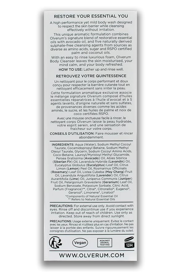 OLVERUM - Natural Body Cleanser | Clean Vegan Skin Care (8.5 fl oz | 250 ml)