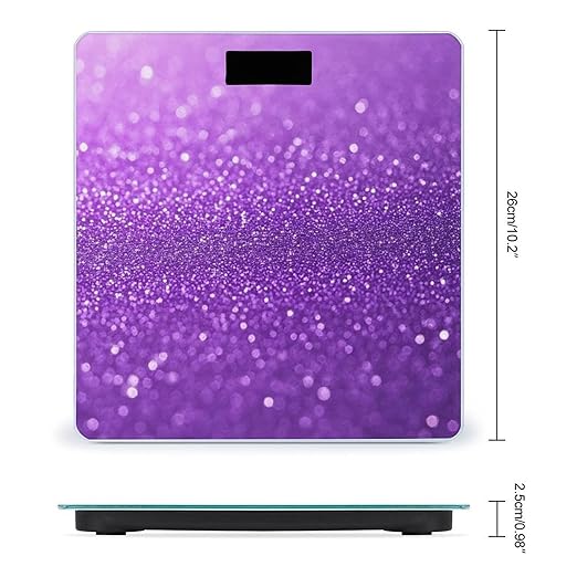 Women's Fashion Automatic Switch Digital Bathroom Weighing Scale Smart Scale Purple Glitter Sparkle Pattern