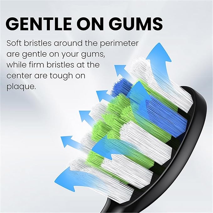 10 Pcs Replacement Brush Heads Compatible for Electric Toothbrush(10 pcs BK)