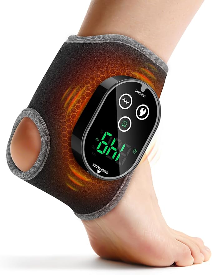Foot and Ankle Massager for Pain Relief Cordless Ankle Heating Pad Foot Renew Massager with Heat 4 Heat Levels &amp 3 Vibration Modes
