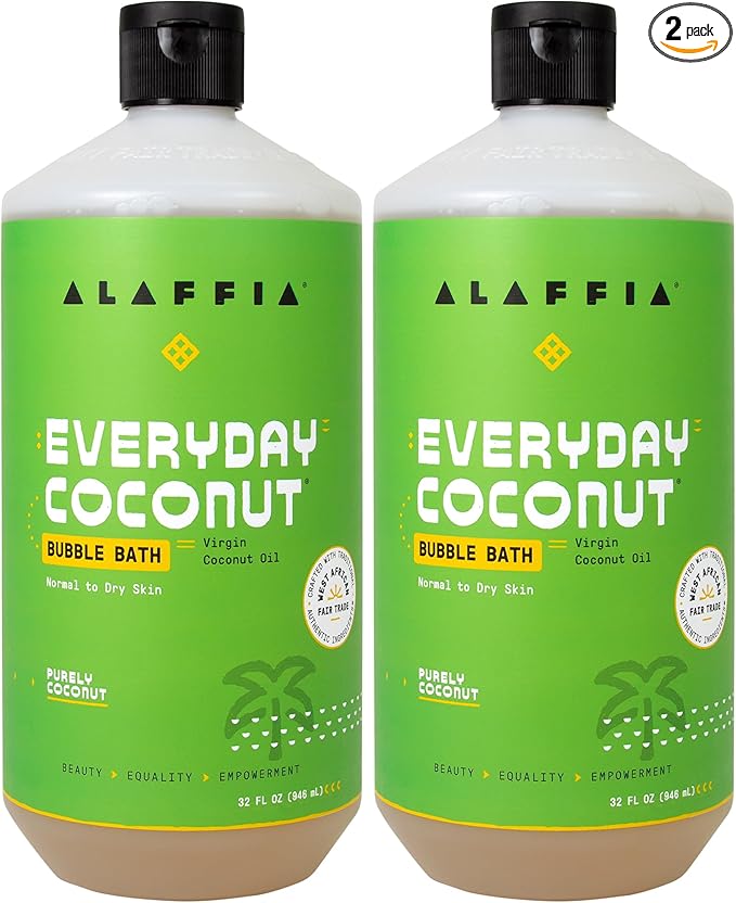 Alaffia Everyday Coconut Bubble Bath Purely Coconut Scent 2-Pack 32 Oz Ea