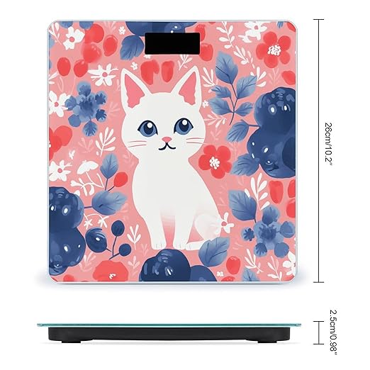 Berry Style and Cat Scale for Body Weight Digital Bathroom Scale Precision Smart Weighing Scales with Clear LED Display Accurate High Precision Scales Weighing Machine
