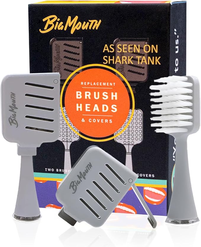 Big Mouth Sonic Electric Toothbrush Replacement Heads – Soft Bristles Wide Brush Head Compatible with Most Sonic Toothbrushes – Includes 2 Replacement Toothbrush Heads + 2 Hygienic Covers