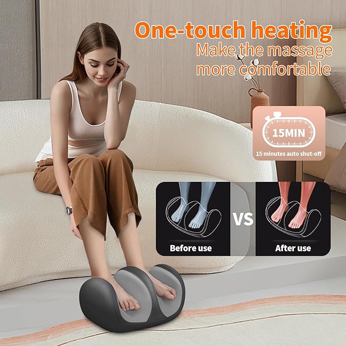 Foot and Calf Massager with Heat Shiatsu Kneading Foot Massager for Pain Relief Deep Tissue Massager Machine with Massage Roller Wired Remote Gifts for Mom Dad
