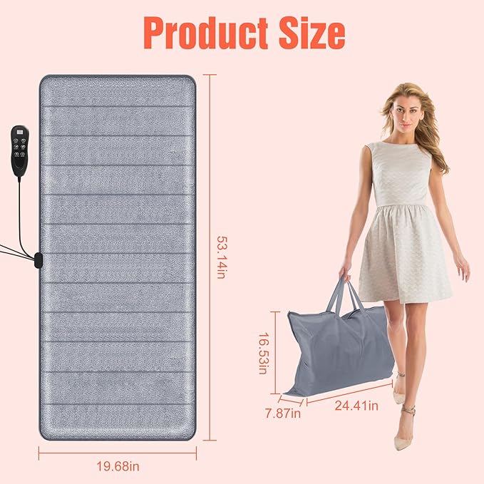 Massage Mat Full Body Massage Mat with 10 Vibrating Motors &amp 9 Modes Back Massager with Heat Massager Mattress Pad for Back Heating Pad with Auto Shut Off