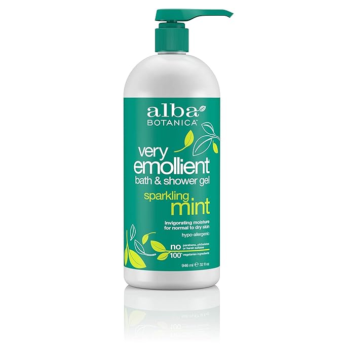 Alba Botanica Very Emollient Bath &amp Shower Gel Sparkling Mint 32 fl oz