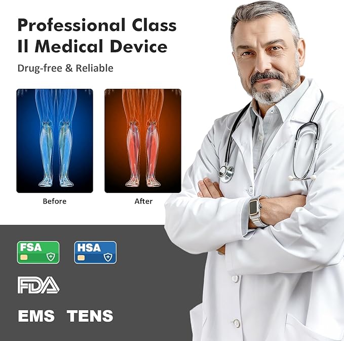 EMS Foot Massager for Neuropathy : FSA Eligible Electric Foot Massager for Circulation and Pain ReliefHsa Plantar Fasciitis25 Modes 99 Intensities4 TENS Unit Muscle Stimulator PadsGifts for Mom