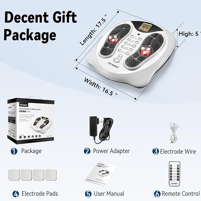 FIT KING Neuropathy Pain Relief for Feet Massager EMS Foot Massager for Neuropathy with TENS Pads Foot Circulation Stimulator for Plantar Fasciitis Diabetes Feet Pain Relief