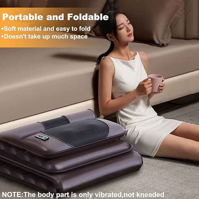 Vibration Massage MatFull Body Vibrating Heating Massage Pad10 Vibration Motors3 Strength Adjustments with Detachable Neck Massage Headrest and Multifunctional LegFoot Massagersfor Home Office