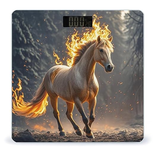 Flame Horse Bathroom Scale for Body Weight Bathroom Weighing Scales with Back Lit LED Display Sturdy Tempered Glass Body Weight Bathroom Scale 400lb Weighing