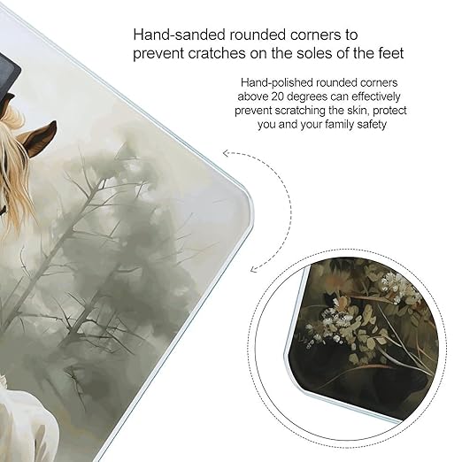 Animals Embroidery Paintings Horses Bathroom Scale Weight Scale for Body WeightHighly Accurate Digital Weighing Machine Clear LED Display Digital Bathroom Body Scale 400lb/182kg
