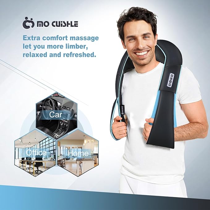 Mo Cuishle Shiatsu Back Shoulder and Neck Massager with Heat Electric Deep Tissue 4D Kneading Massage Best Gifts for Women Men Mom Dad Fathers Day Mothers Day Christmas Gifts