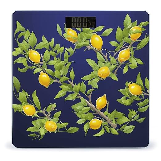 Lemon Tree Bathroom Scale Rounded Smart Scale for Body Weight Automatic Power On/Off Weight Scales Accurate Bathroom Digital Scales for Pet Home Bedroom Kitchen