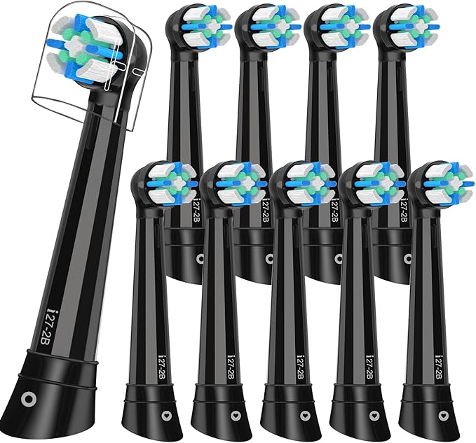 iO Replacement Heads Compatible with Oral b iO 2/3/4/5/6/7/8/9/10 Series Electric ToothbrushToothbrush Heads with Medium-Hard Bristles for Plaque Removal &amp Teeth CareBlack