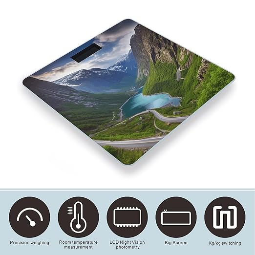 Norwegian Fjords Weight Scale for Body Weight Digital Bathroom Scale High Capacity Accurate Digital Weighing Scales and Easy-to-Read on Backlit LCD Display Scales