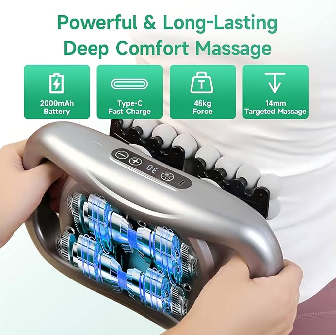 48-Head Deep Tissue Massage Gun Percussion Muscle Massager with 9 Modes &amp Adjustable Intensity Quiet Full-Body Relaxation for Back Shoulders Legs Feet Home Gym Office Use